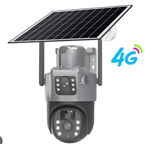 Dual Lens Solar Powered PTZ Outdoor CCTV Camera | 360° View | Color Night Vision | Motion Detection | Two Way Audio | 4G SIM-Based Camera with Mobile App V380 Pro (New Dual Lens Solar)