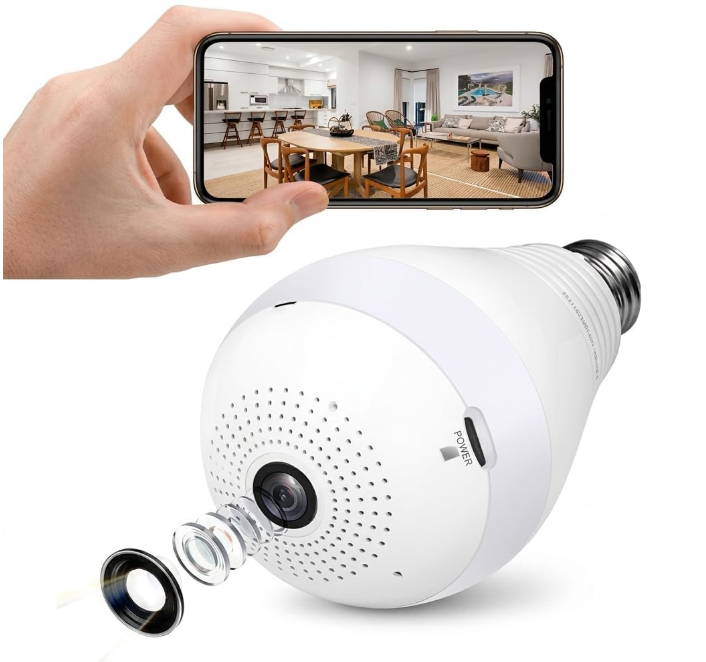 MP Indoor WiFi Light Bulb Camera for Home Security with 360° View | Smart LED Wireless Light Socket Bulb | Motion Detection & Mobile App V380 Pro (Bulb Camera)