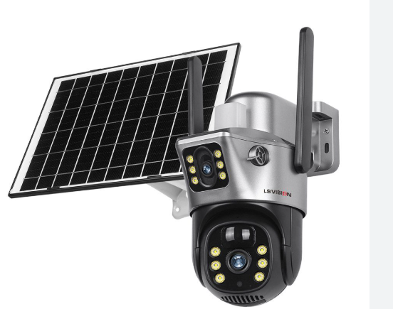 Dual Lens Solar Powered PTZ Outdoor CCTV Camera | 360° View | Color Night Vision | Motion Detection | Two Way Audio | 4G SIM-Based Camera with Mobile App V380 Pro (New Dual Lens Solar)